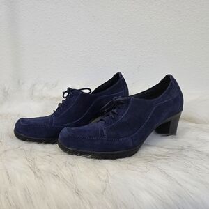 Clarks Bendables Blue Suede Oxford Pumps Women's 8